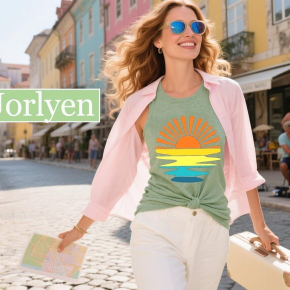 Sunrise Sunset Sunshine T Shirt for Women Outdoor Workout Hawaii Beach Sea Natur - Picture 5 of 6